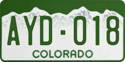 CO license plate AYD018