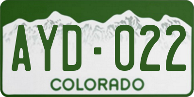 CO license plate AYD022