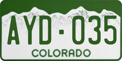 CO license plate AYD035