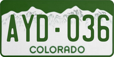 CO license plate AYD036