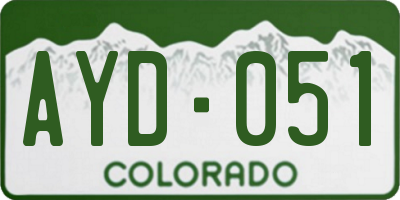 CO license plate AYD051