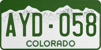 CO license plate AYD058