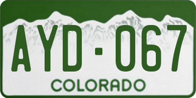 CO license plate AYD067