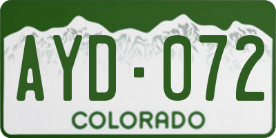 CO license plate AYD072
