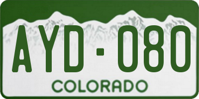 CO license plate AYD080
