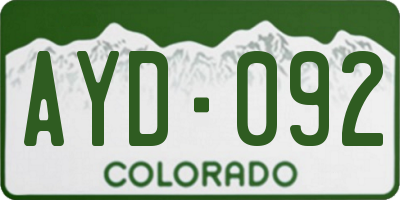 CO license plate AYD092