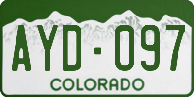 CO license plate AYD097