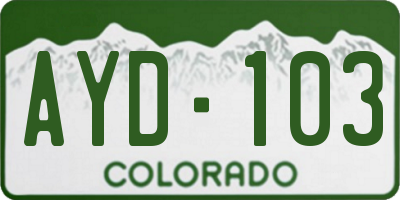 CO license plate AYD103