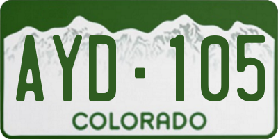 CO license plate AYD105