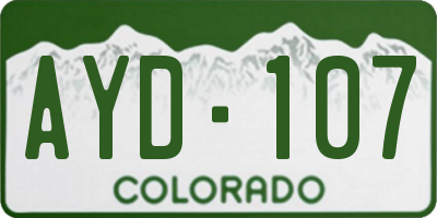 CO license plate AYD107