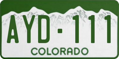 CO license plate AYD111