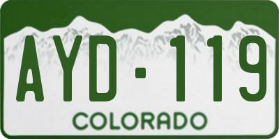 CO license plate AYD119