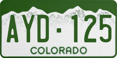 CO license plate AYD125