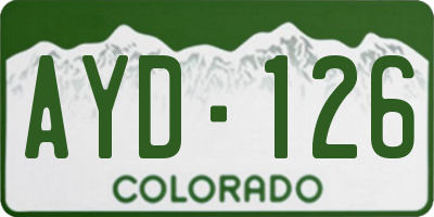 CO license plate AYD126