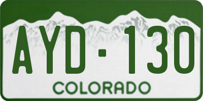 CO license plate AYD130