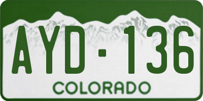 CO license plate AYD136