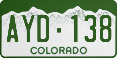 CO license plate AYD138