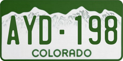 CO license plate AYD198