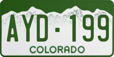 CO license plate AYD199