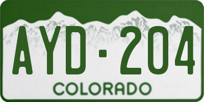 CO license plate AYD204