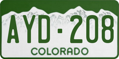 CO license plate AYD208