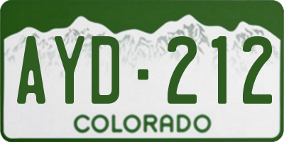 CO license plate AYD212