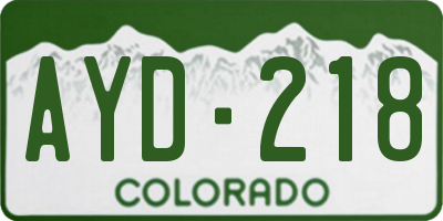 CO license plate AYD218