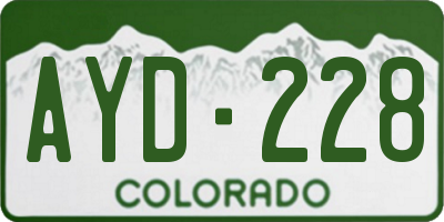 CO license plate AYD228