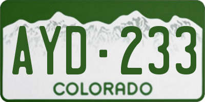CO license plate AYD233