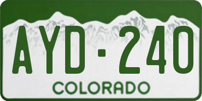 CO license plate AYD240