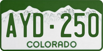 CO license plate AYD250