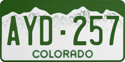 CO license plate AYD257