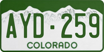 CO license plate AYD259