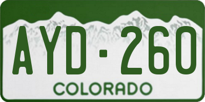 CO license plate AYD260