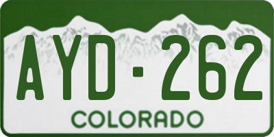 CO license plate AYD262