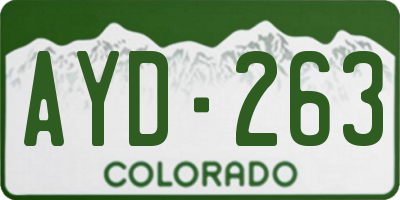 CO license plate AYD263
