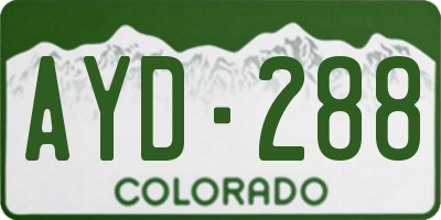 CO license plate AYD288