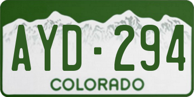 CO license plate AYD294