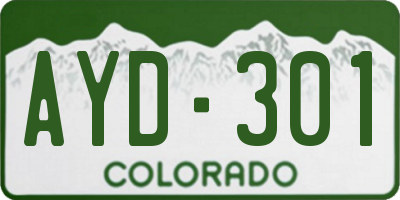 CO license plate AYD301