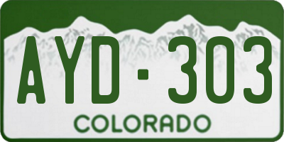 CO license plate AYD303