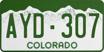 CO license plate AYD307