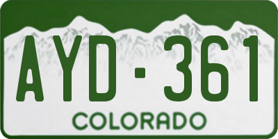 CO license plate AYD361