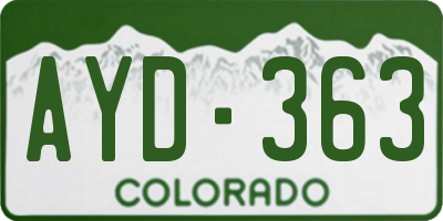 CO license plate AYD363