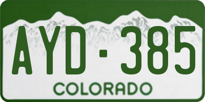 CO license plate AYD385