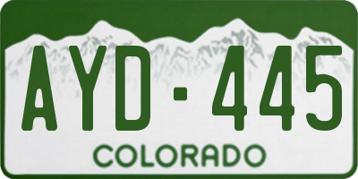 CO license plate AYD445