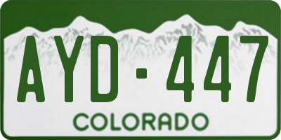 CO license plate AYD447