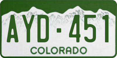 CO license plate AYD451