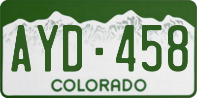 CO license plate AYD458