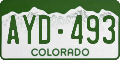 CO license plate AYD493