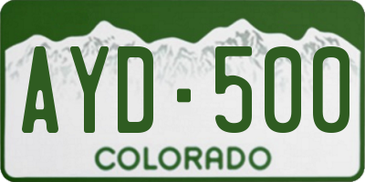 CO license plate AYD500